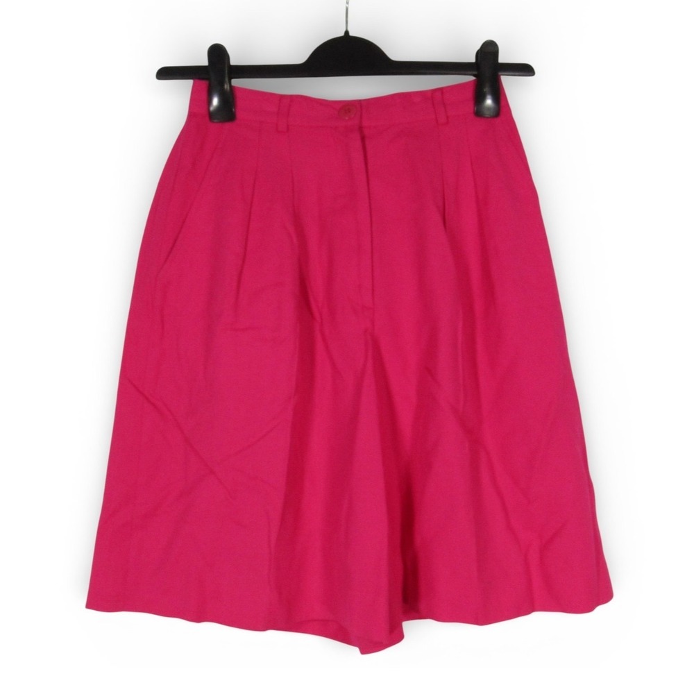 VTG JACQUELINE FERRAR Hot Pink PLEATED High-Rise SILK BLEND Shorts (8) 22" XXS